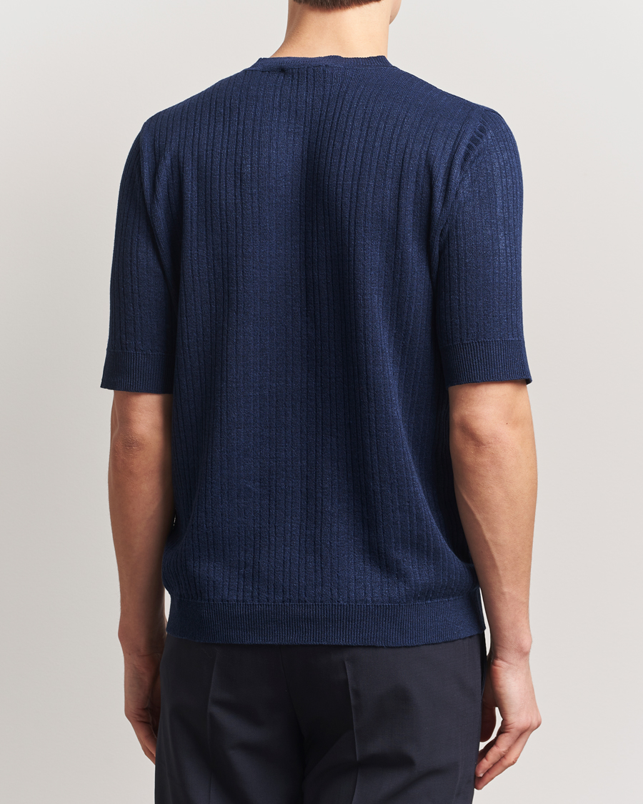 Herren | T-Shirts | Lardini | Knitted Linen/Cotton T-Shirt Navy