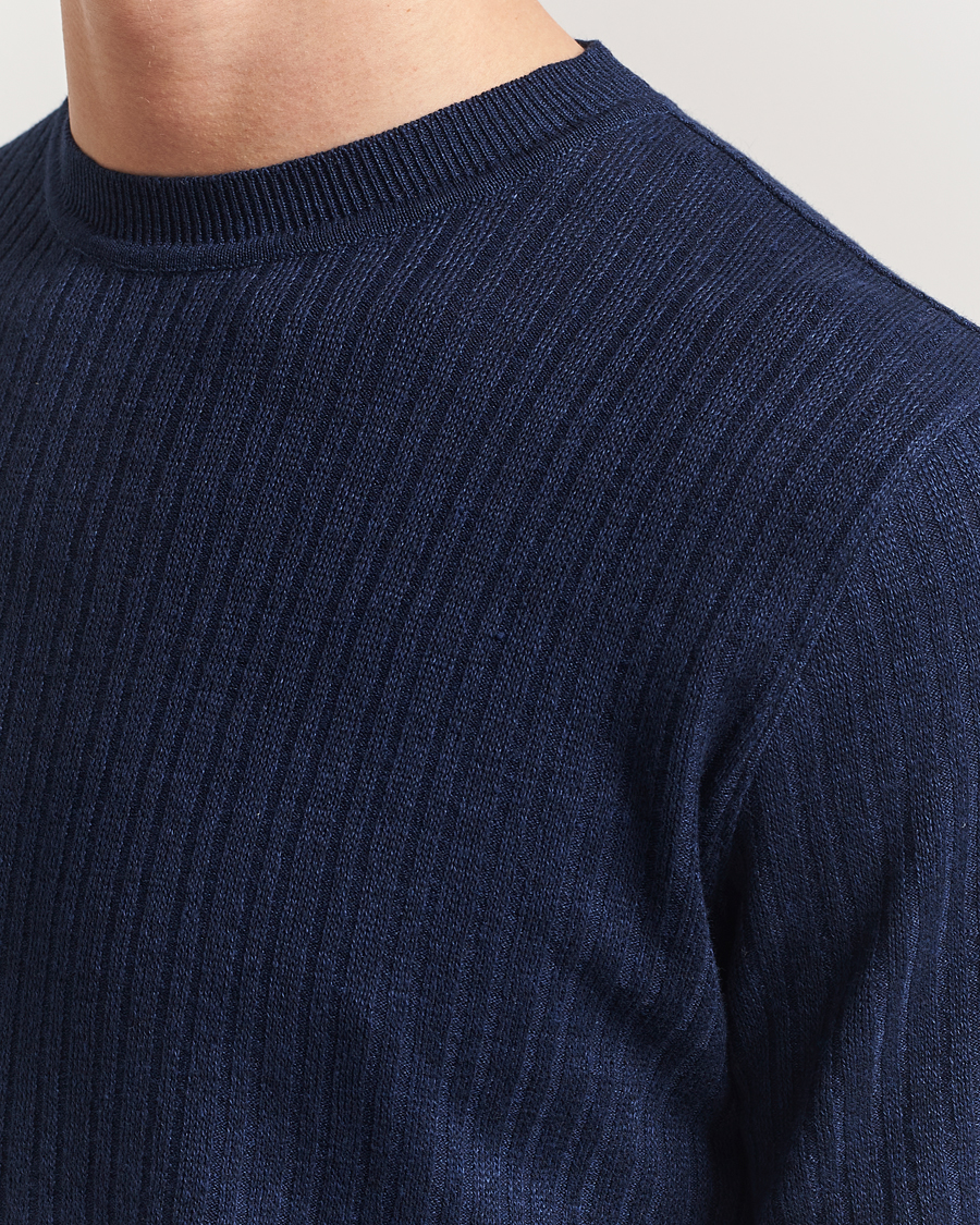Herren | T-Shirts | Lardini | Knitted Linen/Cotton T-Shirt Navy