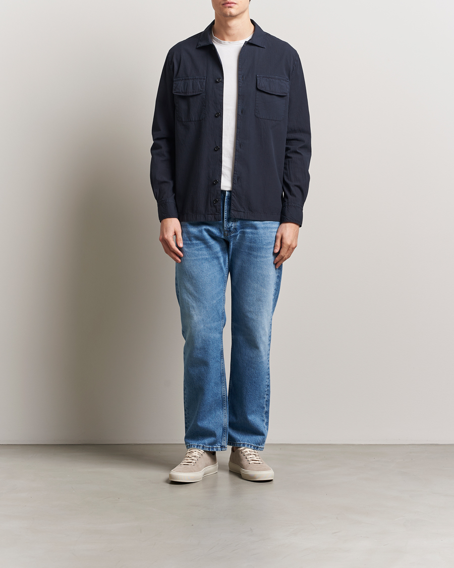 Herren | Hemden | Morris | Seersucker Overshirt Blue