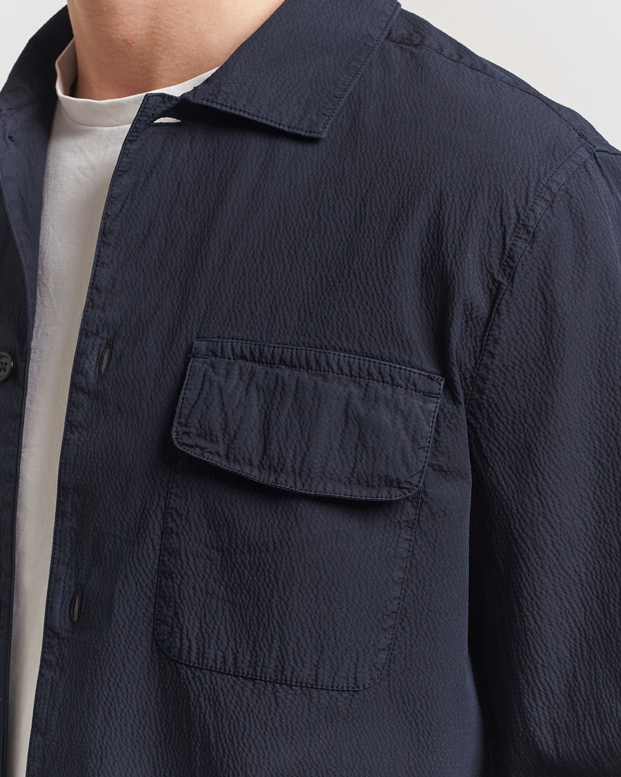 Herren | Hemden | Morris | Seersucker Overshirt Blue