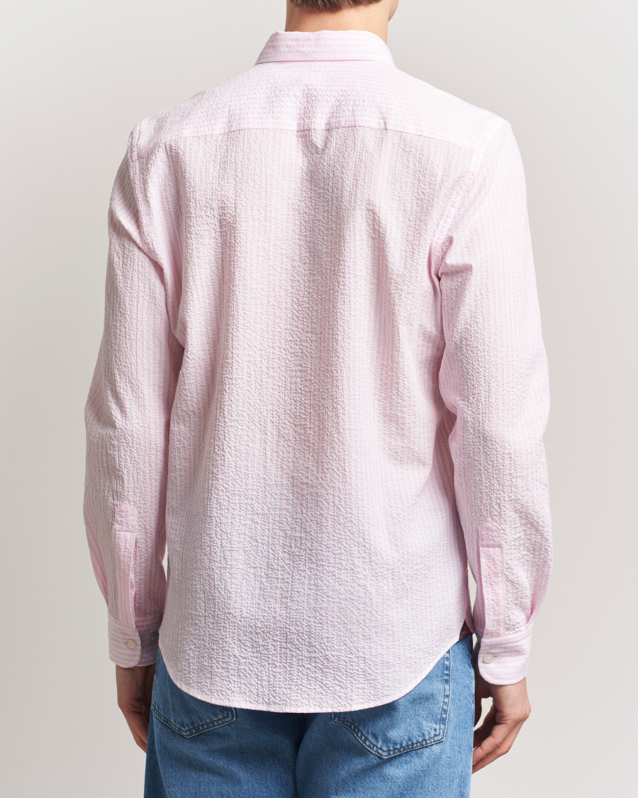 Herren | Hemden | Morris | Slim Fit Striped Seersucker Shirt Light Pink