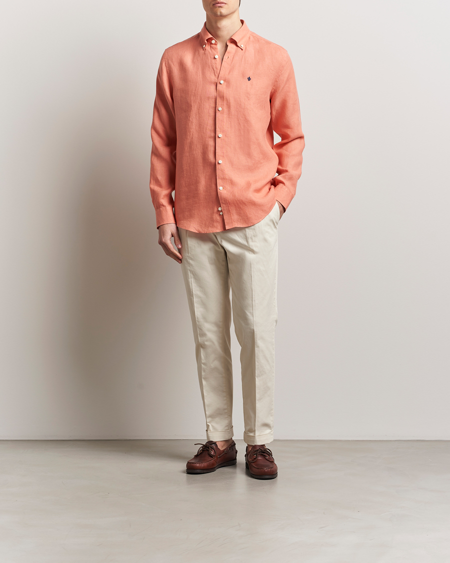 Herren | Hemden | Morris | Douglas Linen Button Down Shirt Burnt Orange