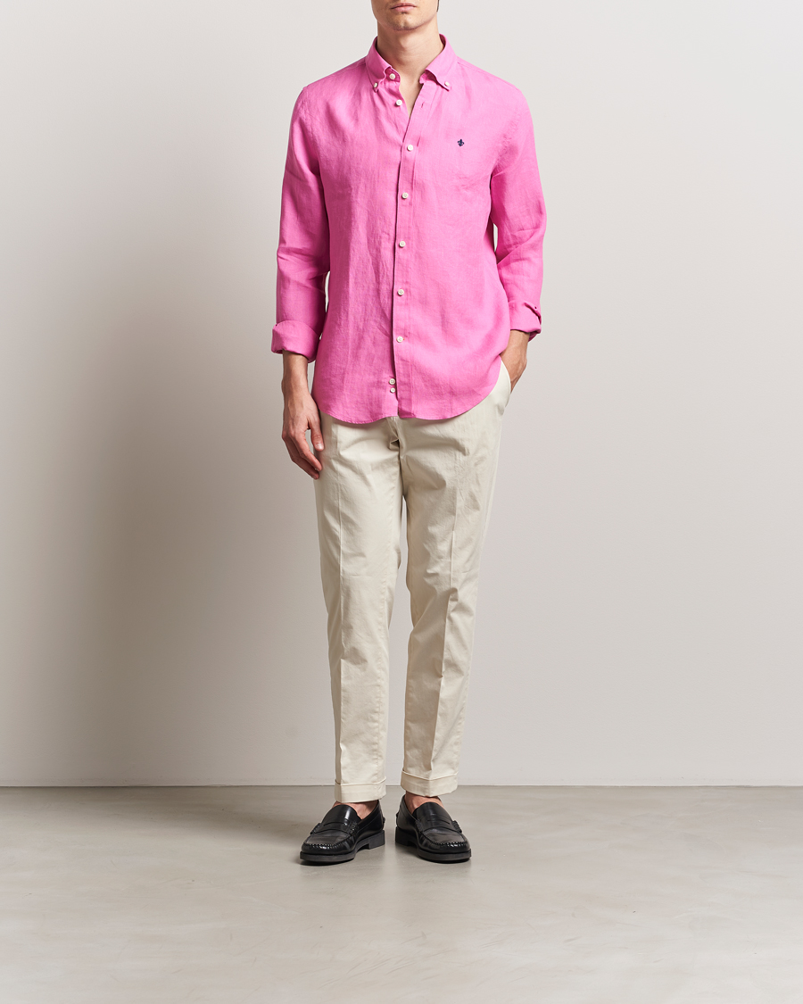 Herren | Hemden | Morris | Douglas Linen Button Down Shirt Cerise