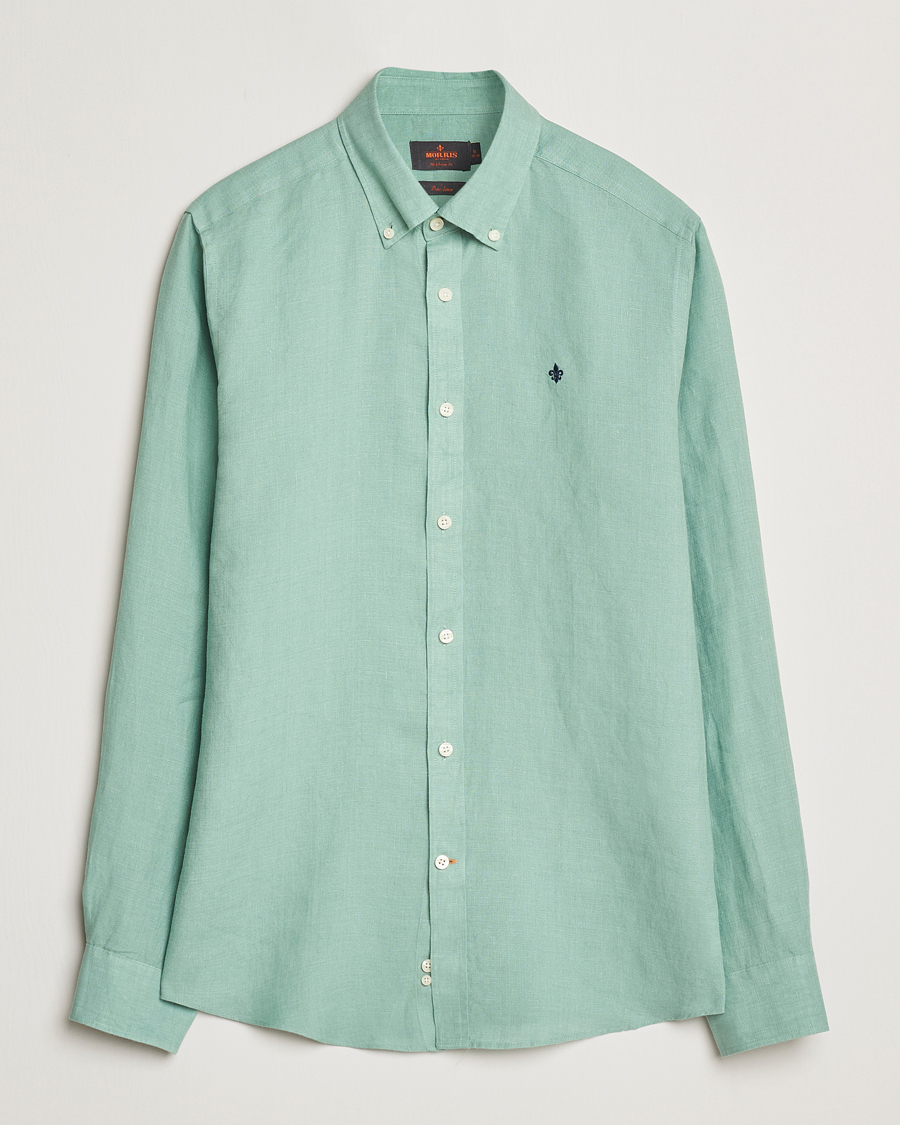 Herren | Hemden | Morris | Douglas Linen Button Down Shirt Light Green