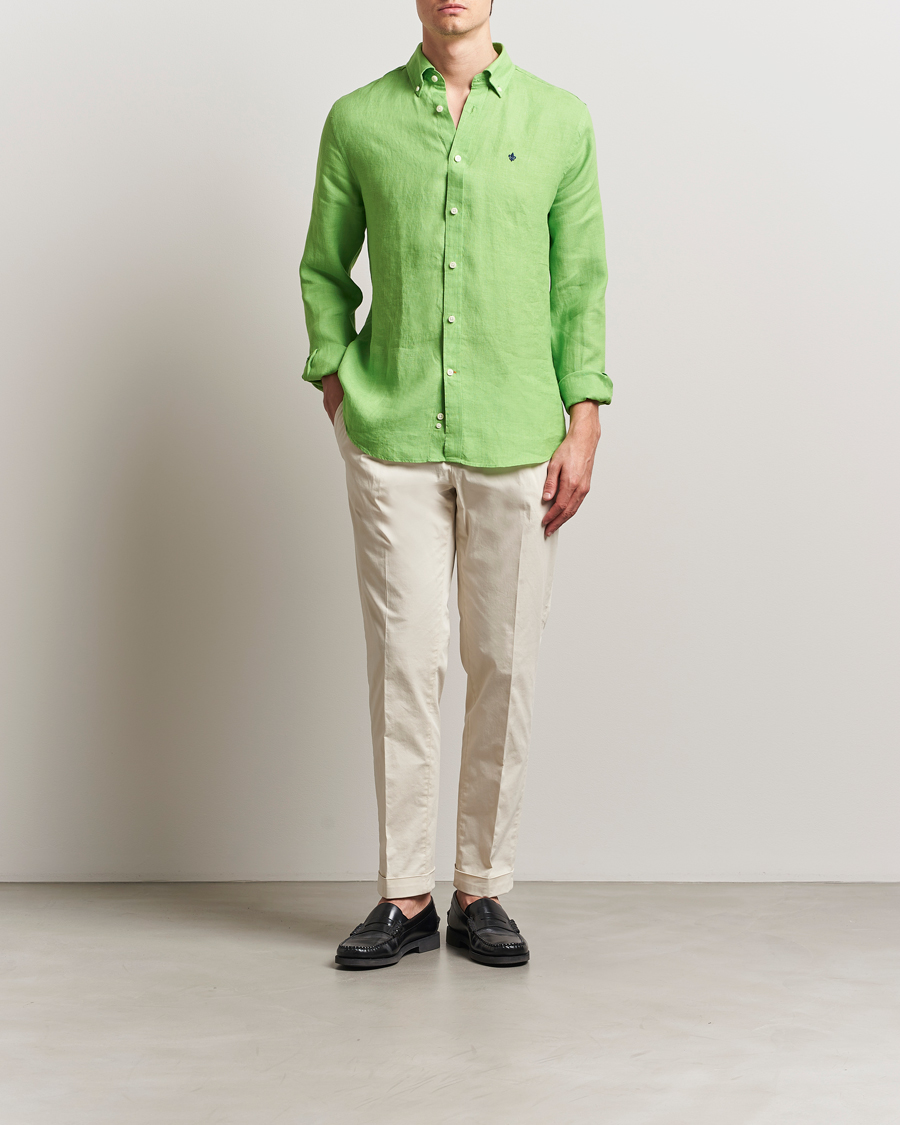Herren | Hemden | Morris | Douglas Linen Button Down Shirt Green