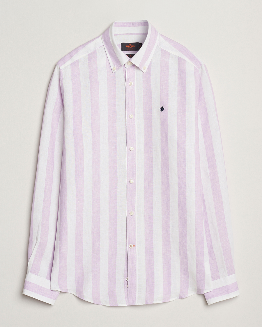 Herren | Hemden | Morris | Douglas Striped Linen Shirt Purple