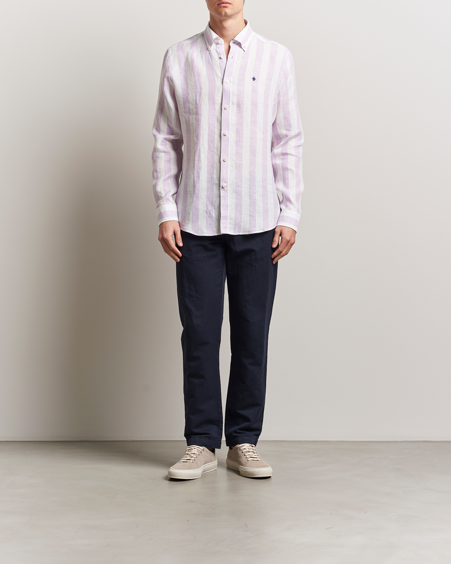 Herren | Hemden | Morris | Douglas Striped Linen Shirt Purple