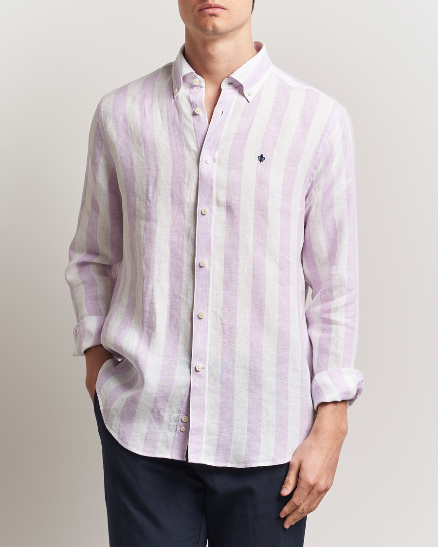 Herren | Hemden | Morris | Douglas Striped Linen Shirt Purple