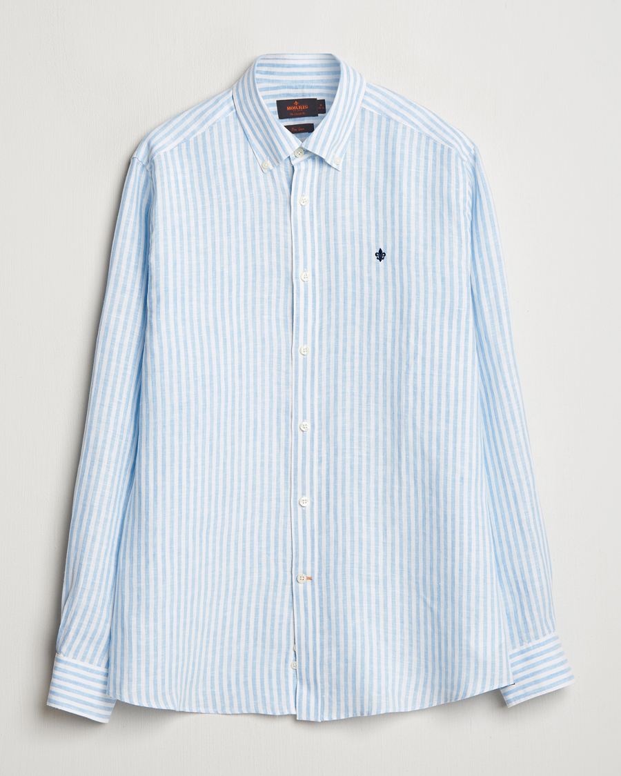 Herren | Hemden | Morris | Douglas Striped Linen Shirt Light Blue