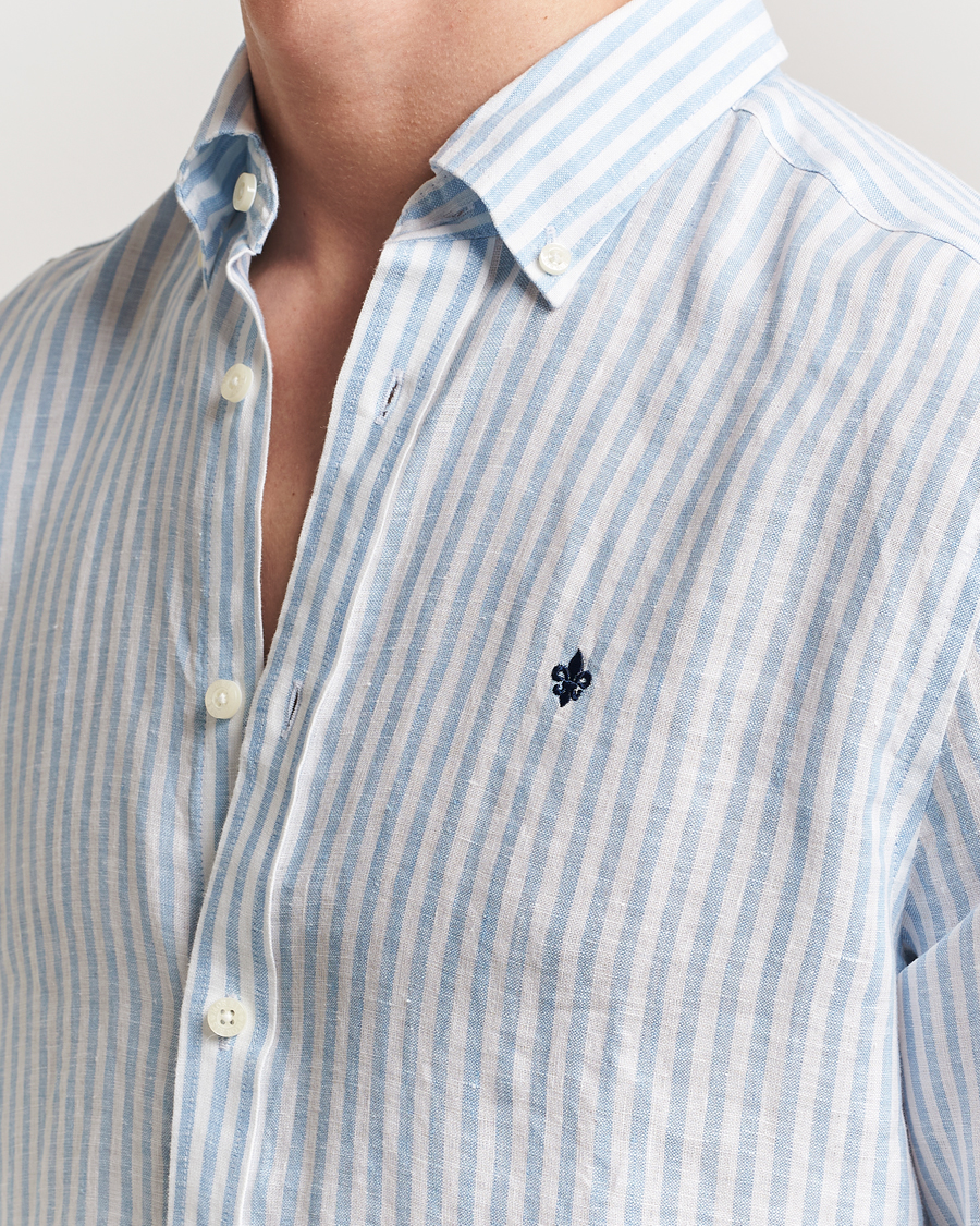 Herren | Hemden | Morris | Douglas Striped Linen Shirt Light Blue