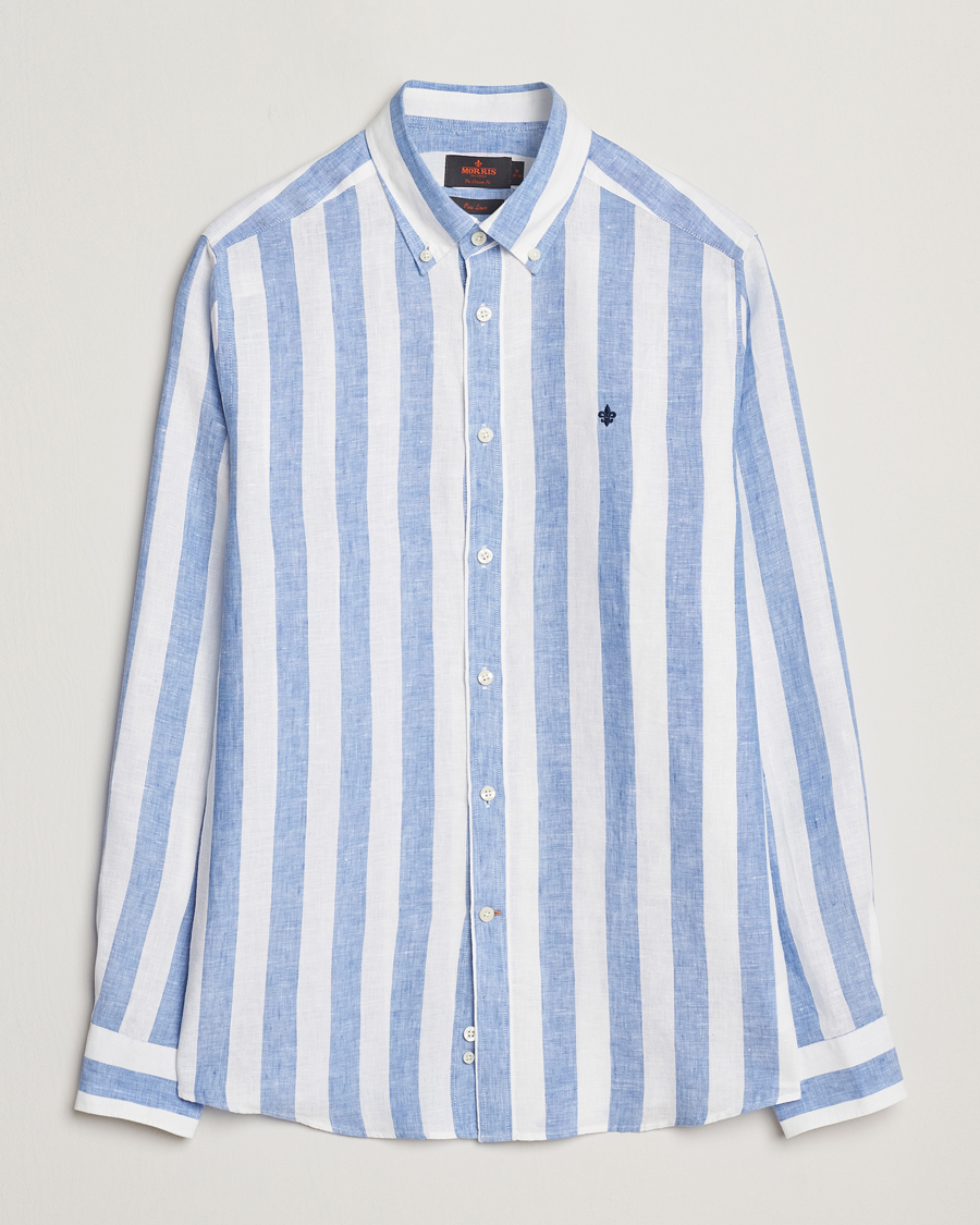 Herren | Hemden | Morris | Douglas Striped Linen Shirt Blue