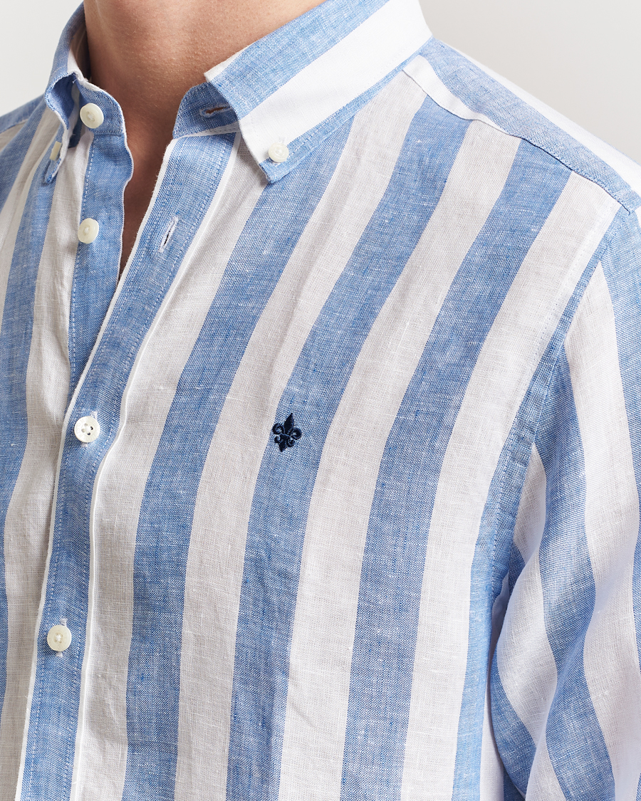 Herren | Hemden | Morris | Douglas Striped Linen Shirt Blue