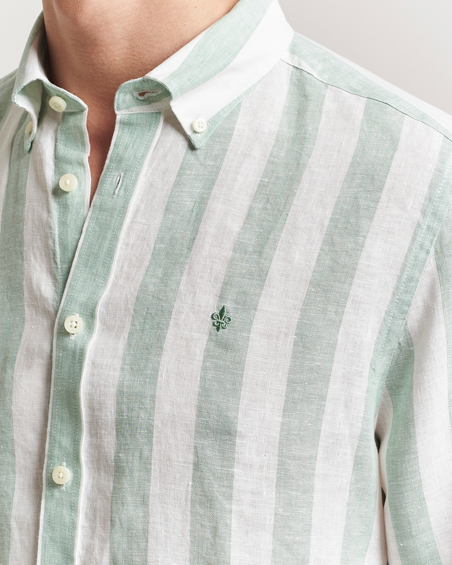 Herren | Hemden | Morris | Douglas Striped Linen Shirt Light Green