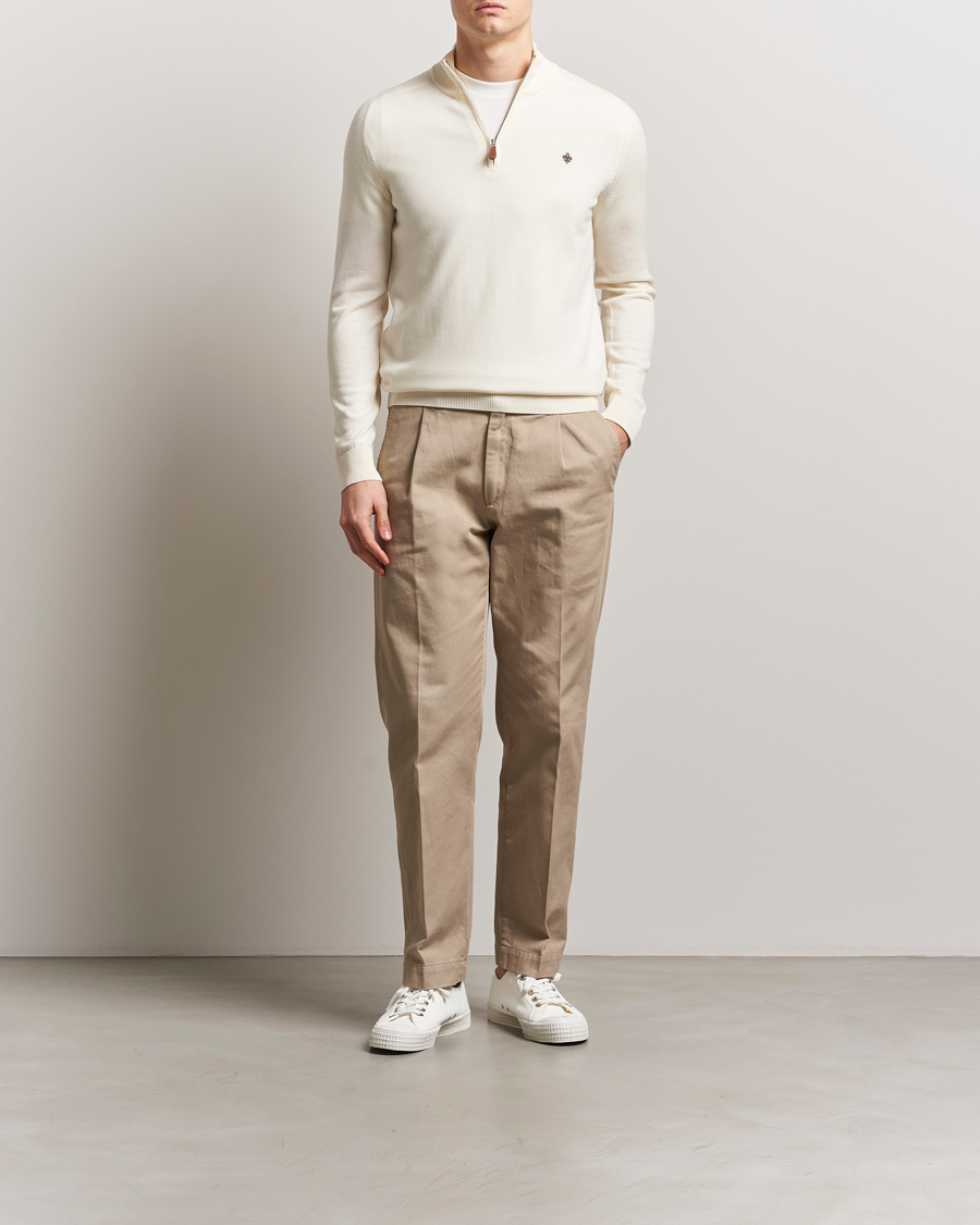Herren | Pullover | Morris | John Merino Half Zip White