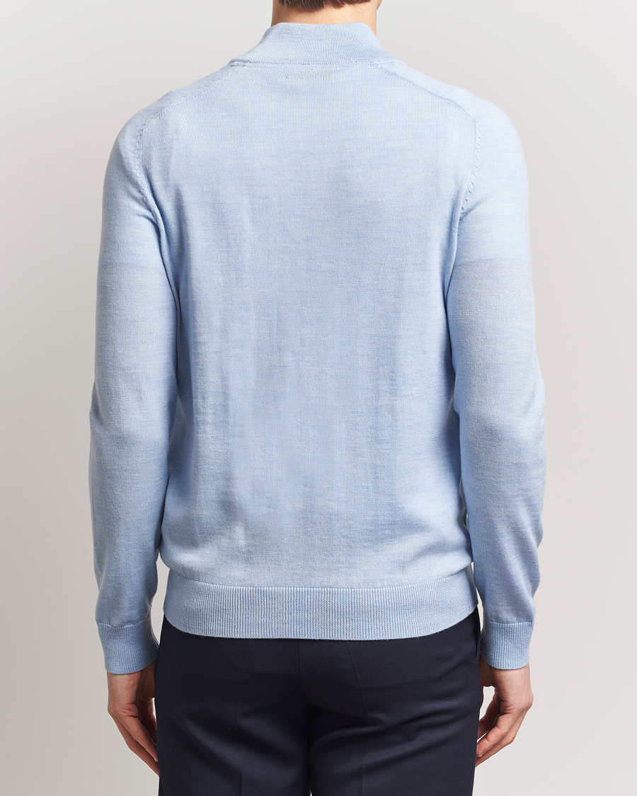 Herren | Pullover | Morris | John Merino Half Zip Light Blue