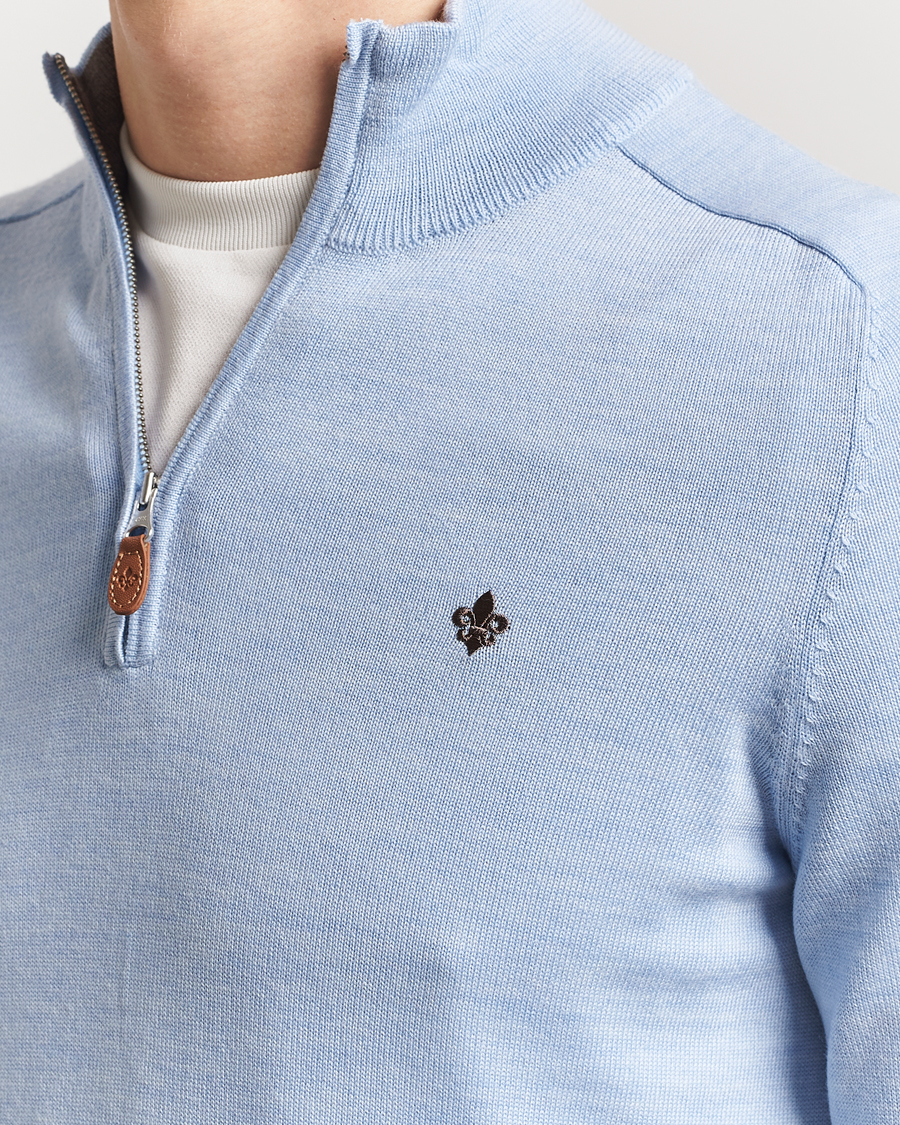 Herren | Pullover | Morris | John Merino Half Zip Light Blue