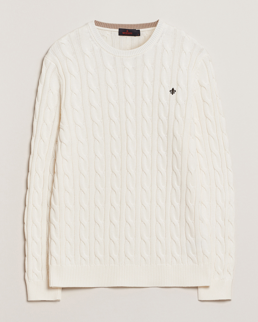 Herren | Pullover | Morris | Ethan Cable O-Neck Off White