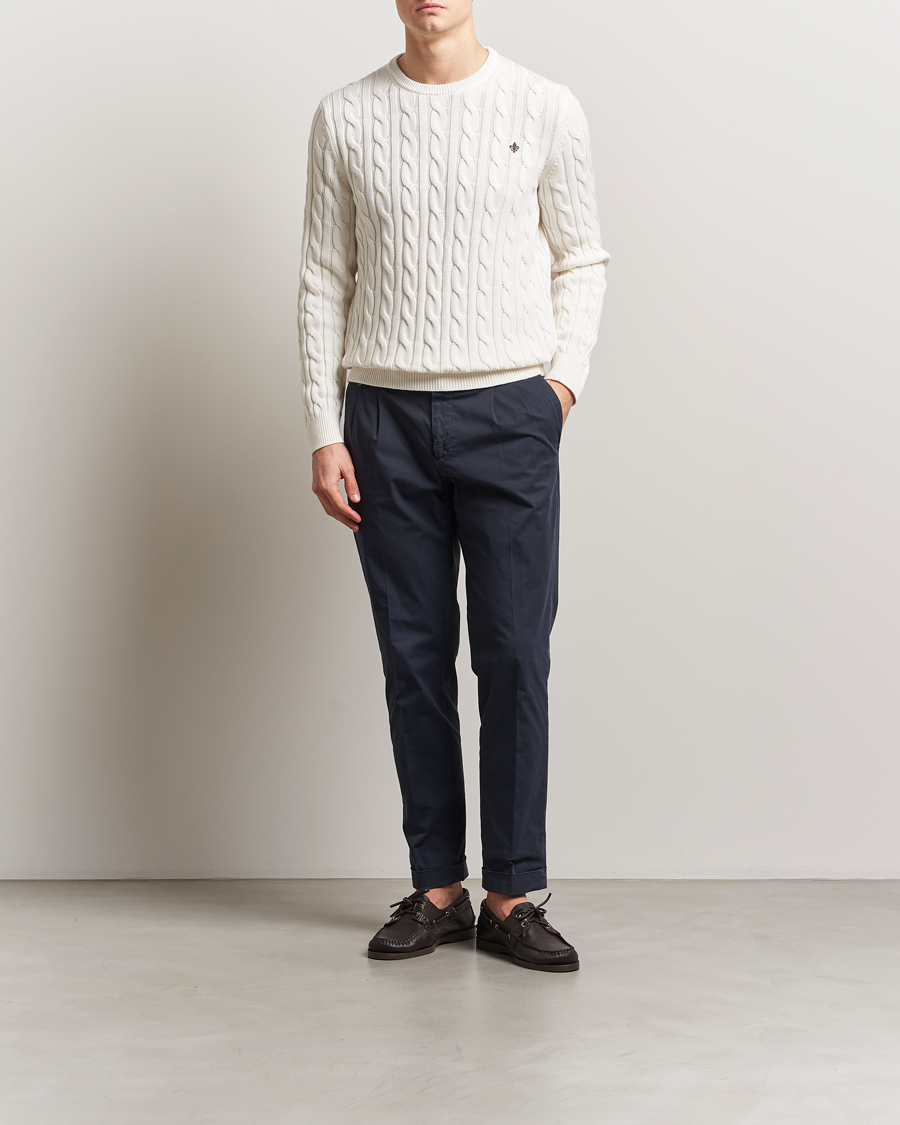 Herren | Pullover | Morris | Ethan Cable O-Neck Off White