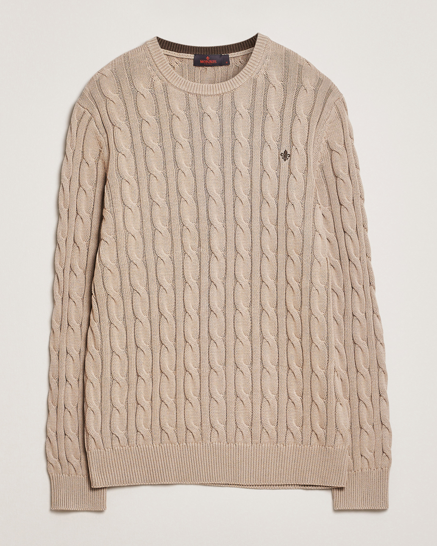 Herren | Pullover | Morris | Ethan Cable O-Neck Khaki