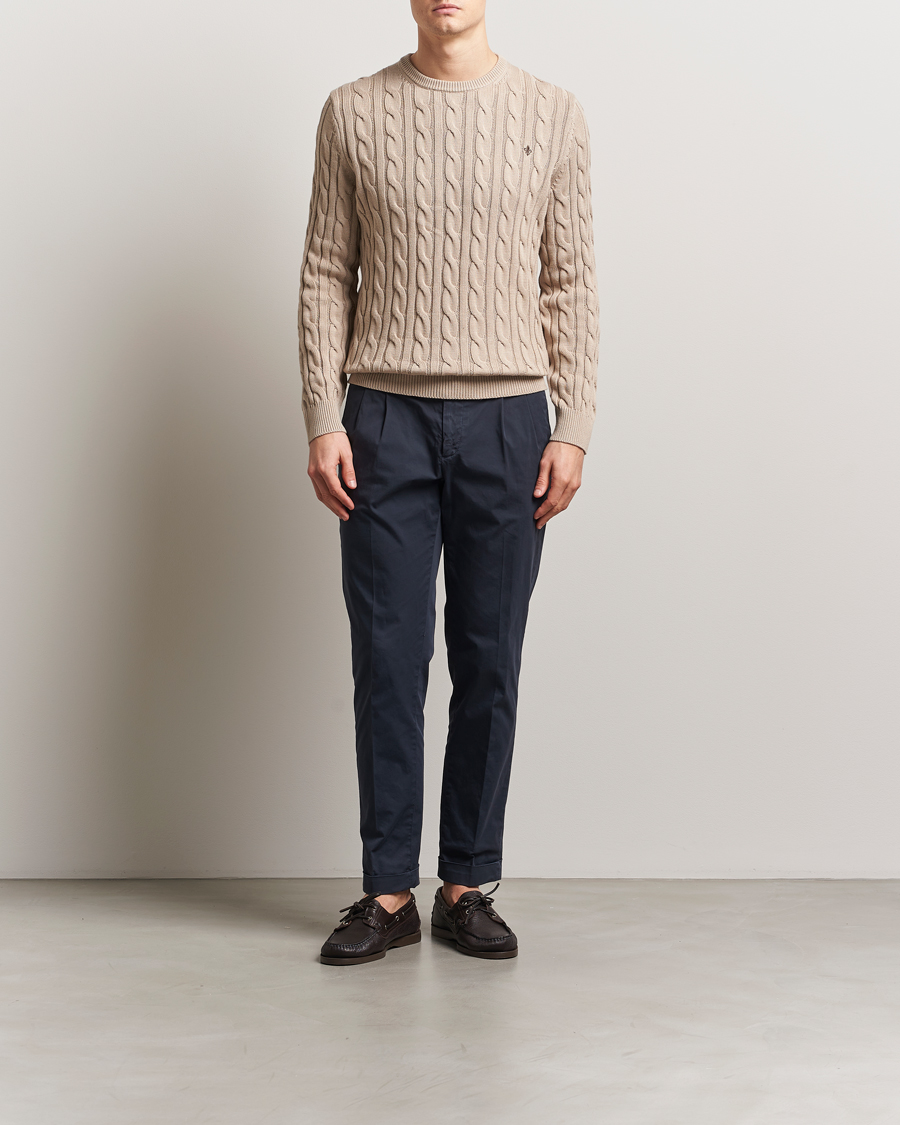 Herren | Pullover | Morris | Ethan Cable O-Neck Khaki