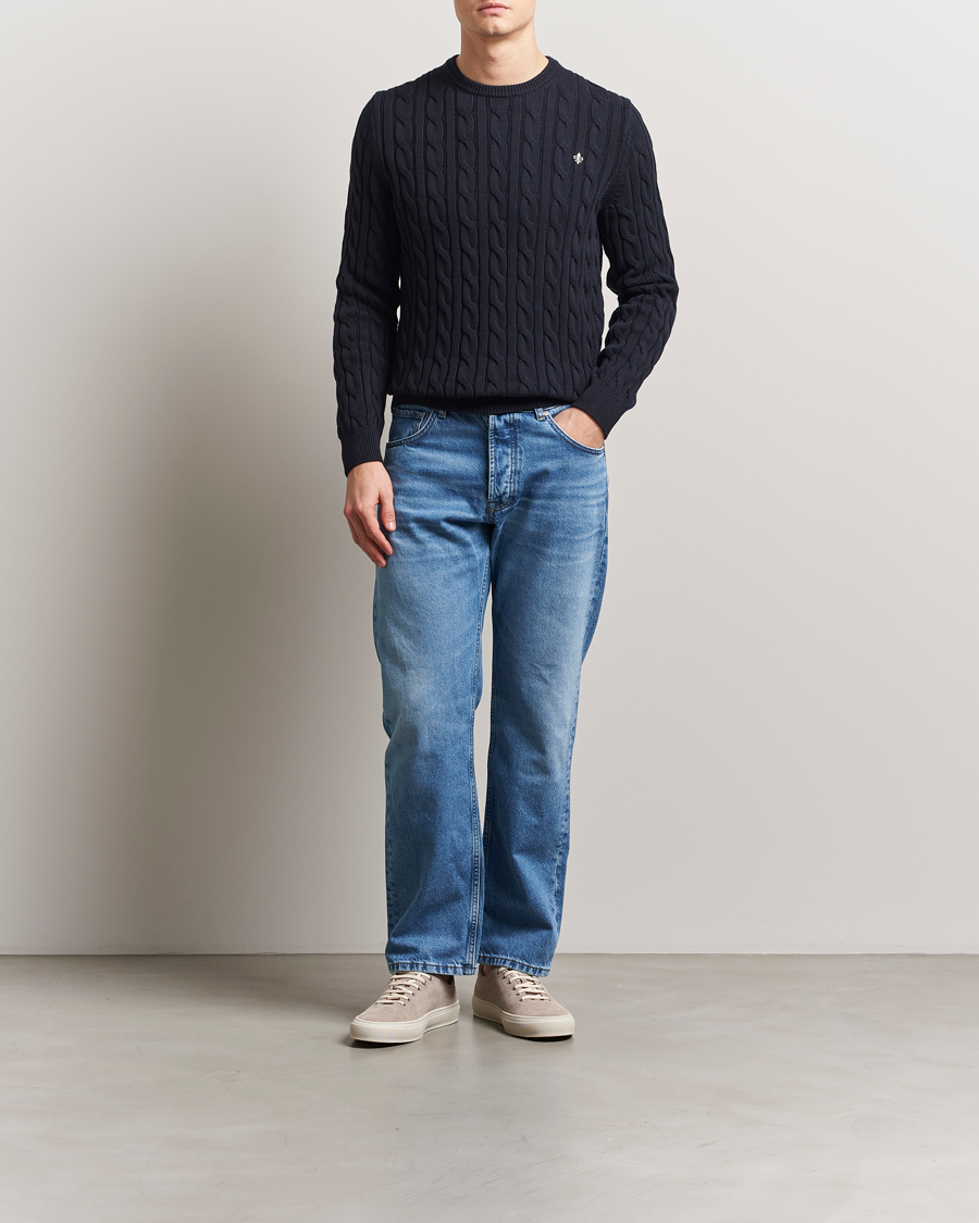 Herren | Pullover | Morris | Ethan Cable O-Neck Old Blue