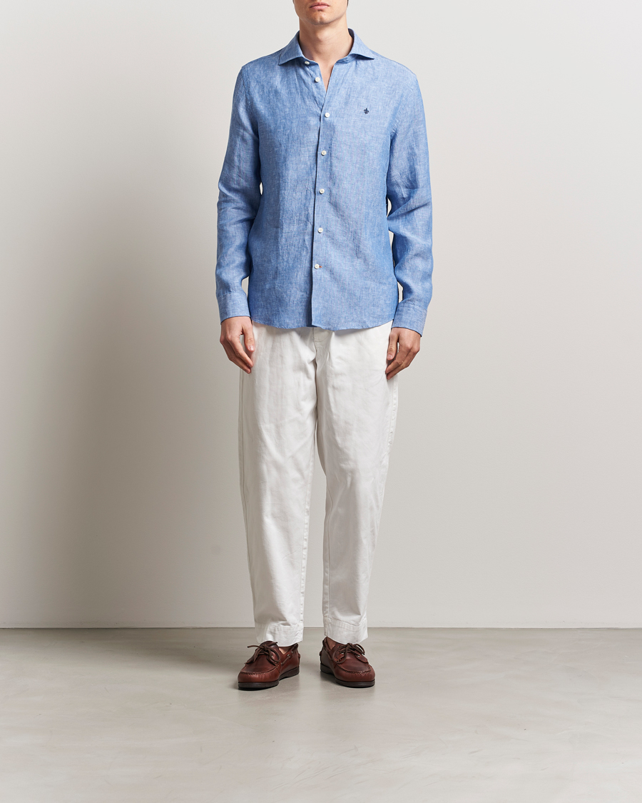 Herren | Hemden | Morris | Slim Fit Linen Shirt Blue