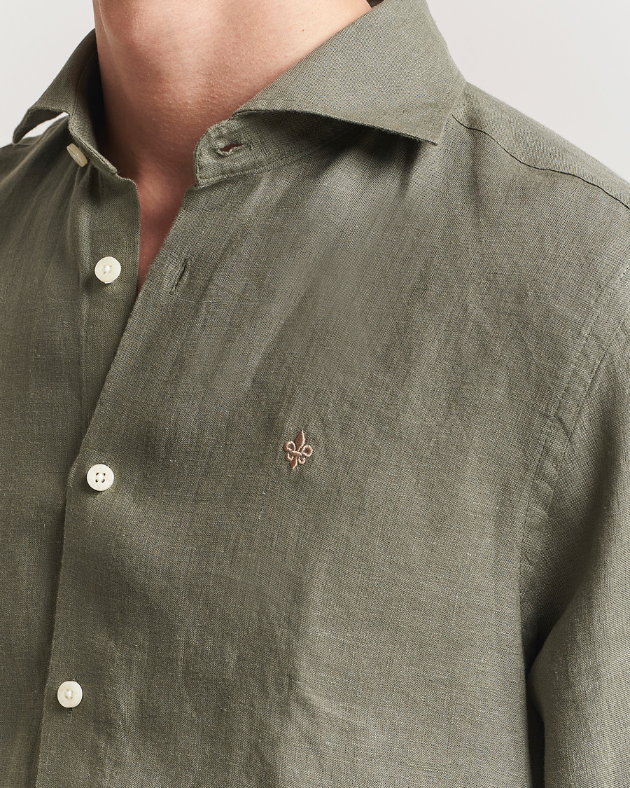 Herren | Hemden | Morris | Slim Fit Linen Shirt Green