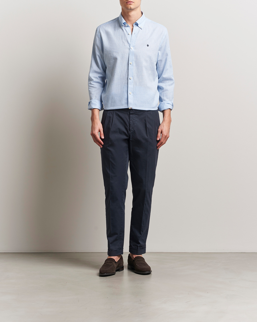 Herren | Hemden | Morris | Linen Checked Shirt Blue