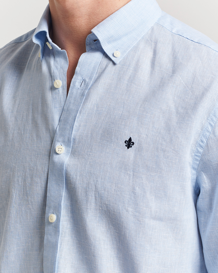 Herren | Hemden | Morris | Linen Checked Shirt Blue