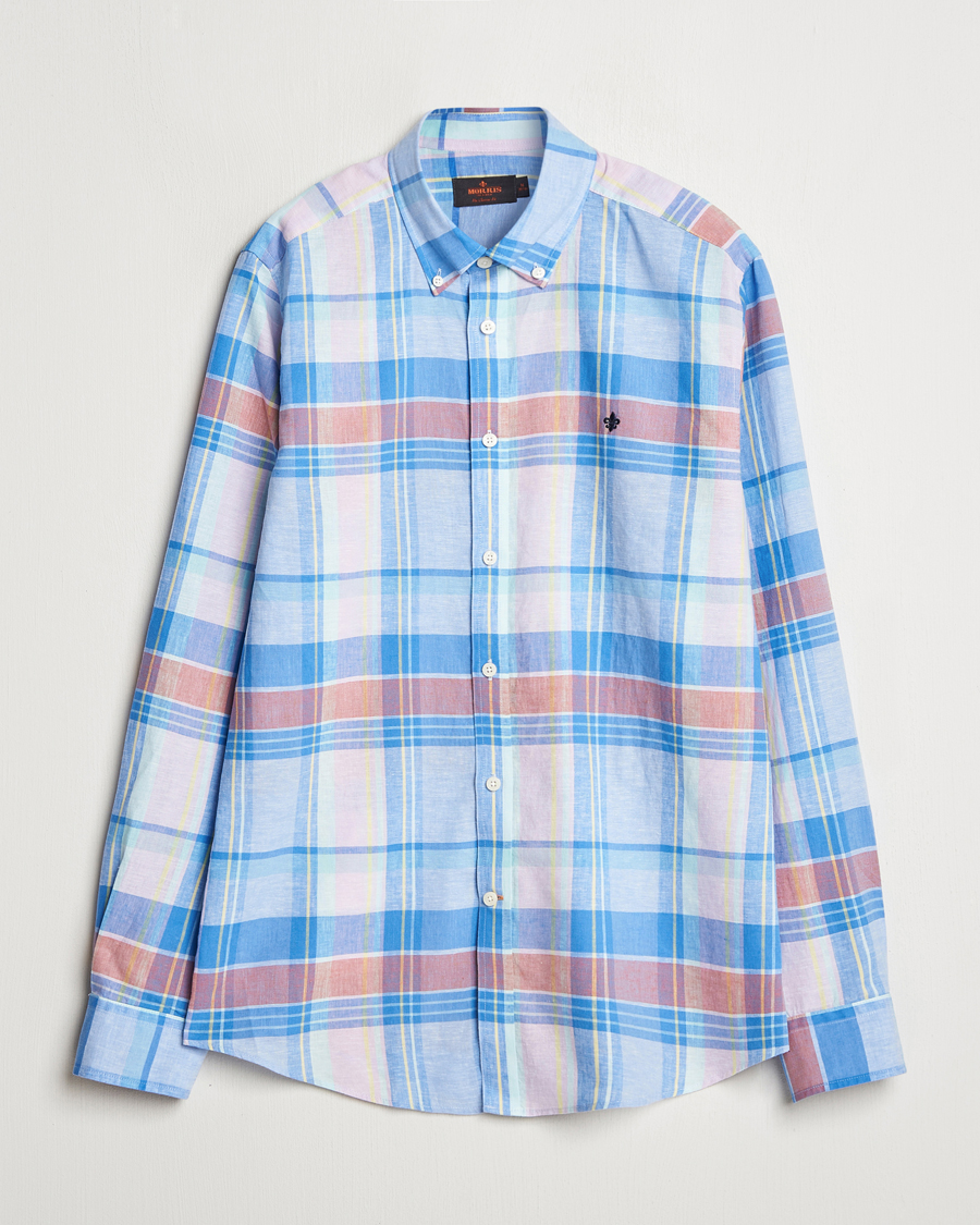 Herren | Hemden | Morris | Happy Linen Checked Shirt Blue