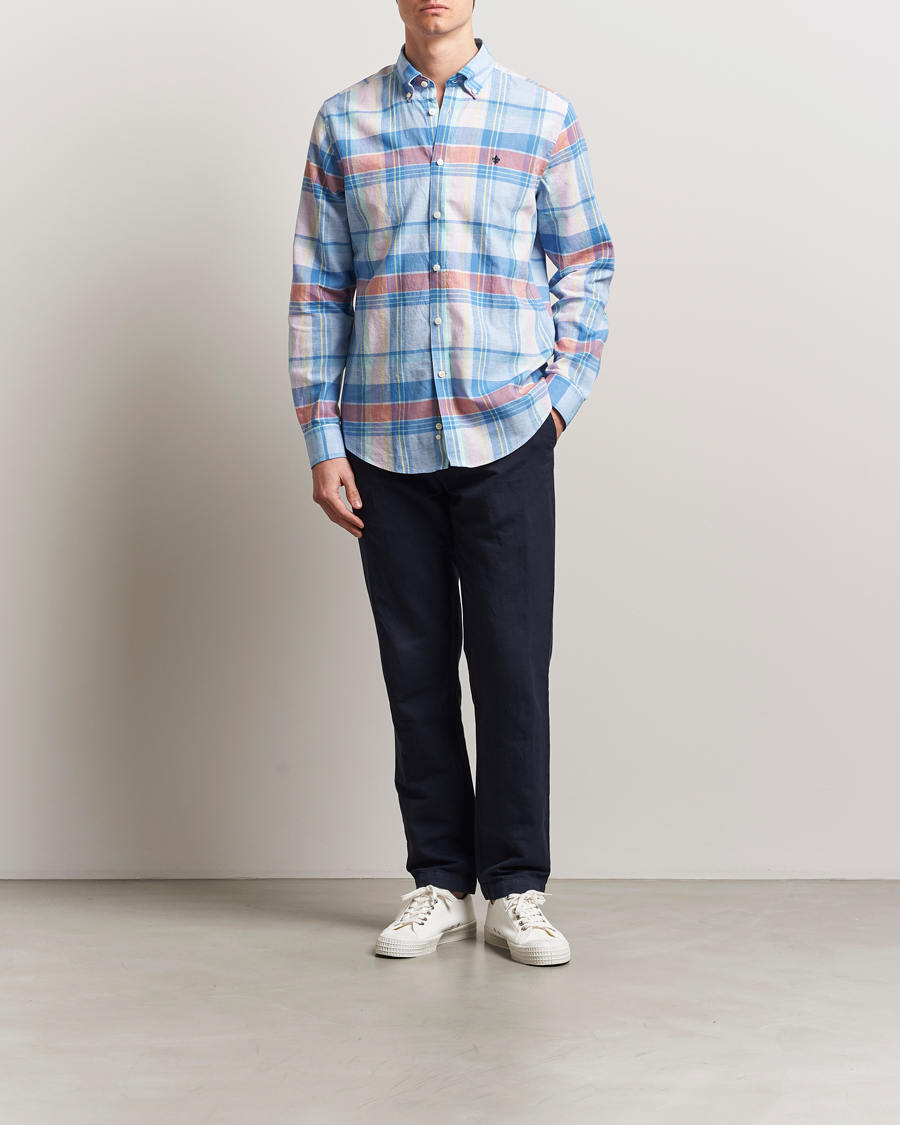 Herren | Hemden | Morris | Happy Linen Checked Shirt Blue