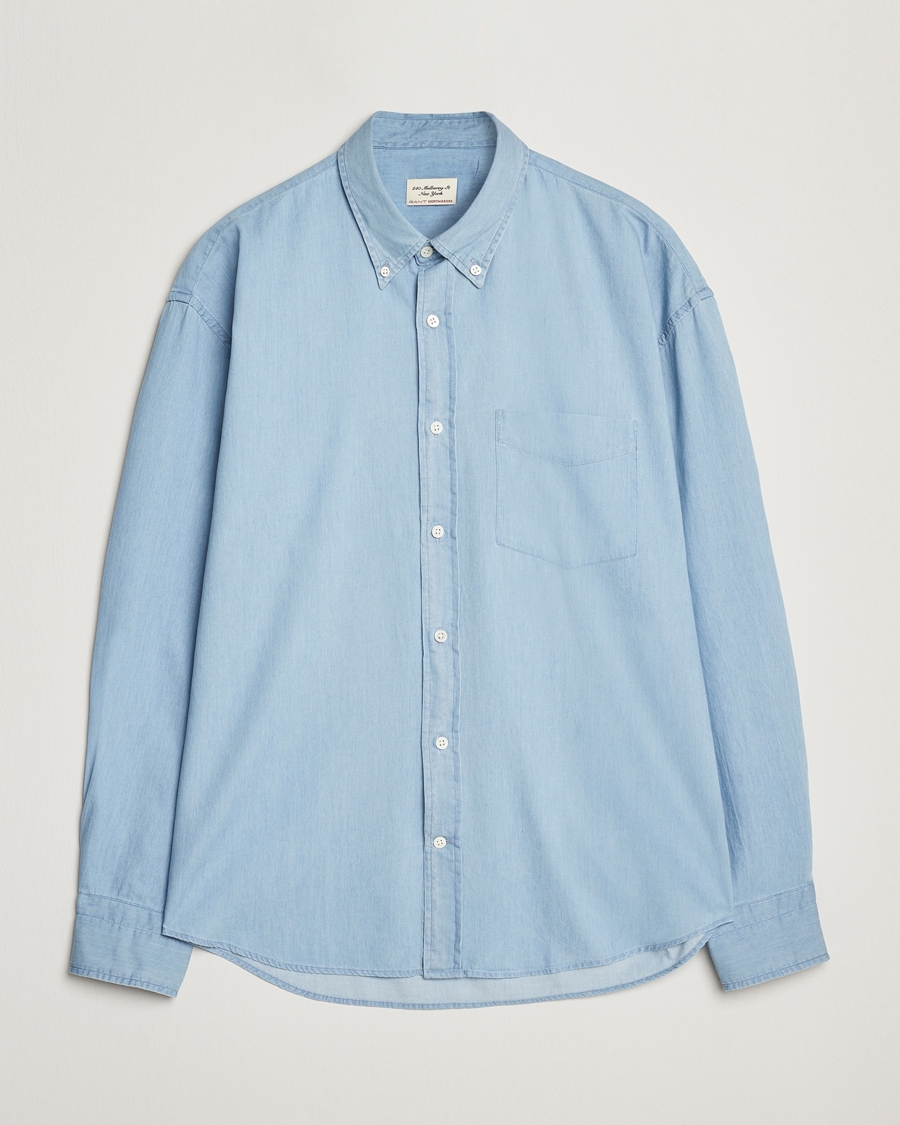 Herren | Hemden | GANT 240 Mulberry Street | Oversized Lux Indigo Shirt Light Blue