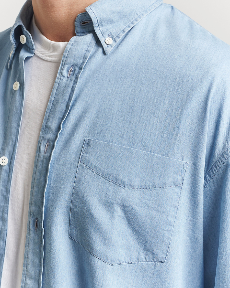 Herren | Hemden | GANT 240 Mulberry Street | Oversized Lux Indigo Shirt Light Blue