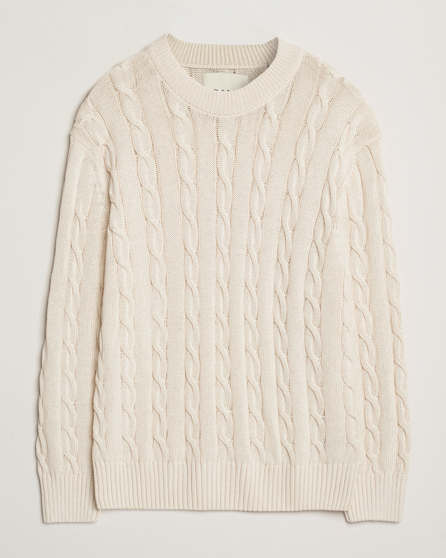 Herren | Pullover | GANT 240 Mulberry Street | Cable Crew Neck Sweater Cream