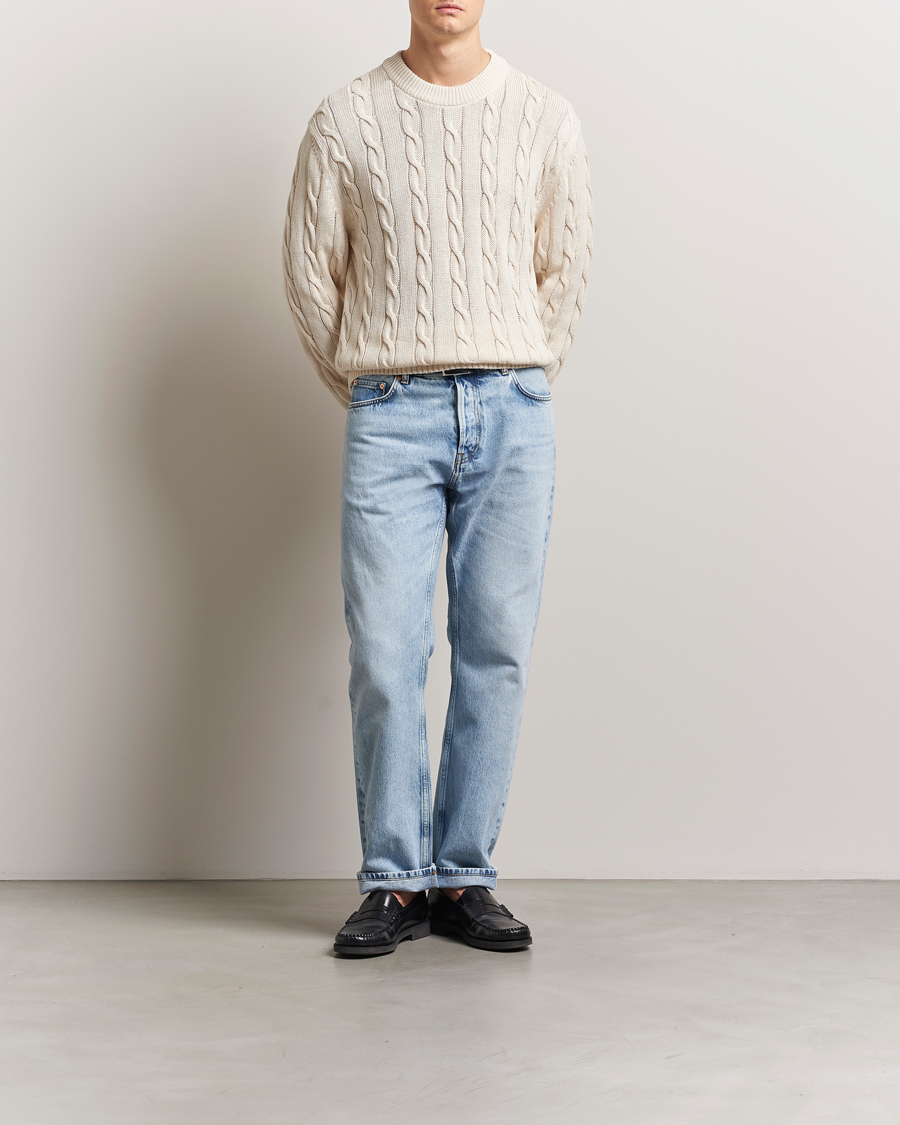 Herren | Pullover | GANT 240 Mulberry Street | Cable Crew Neck Sweater Cream