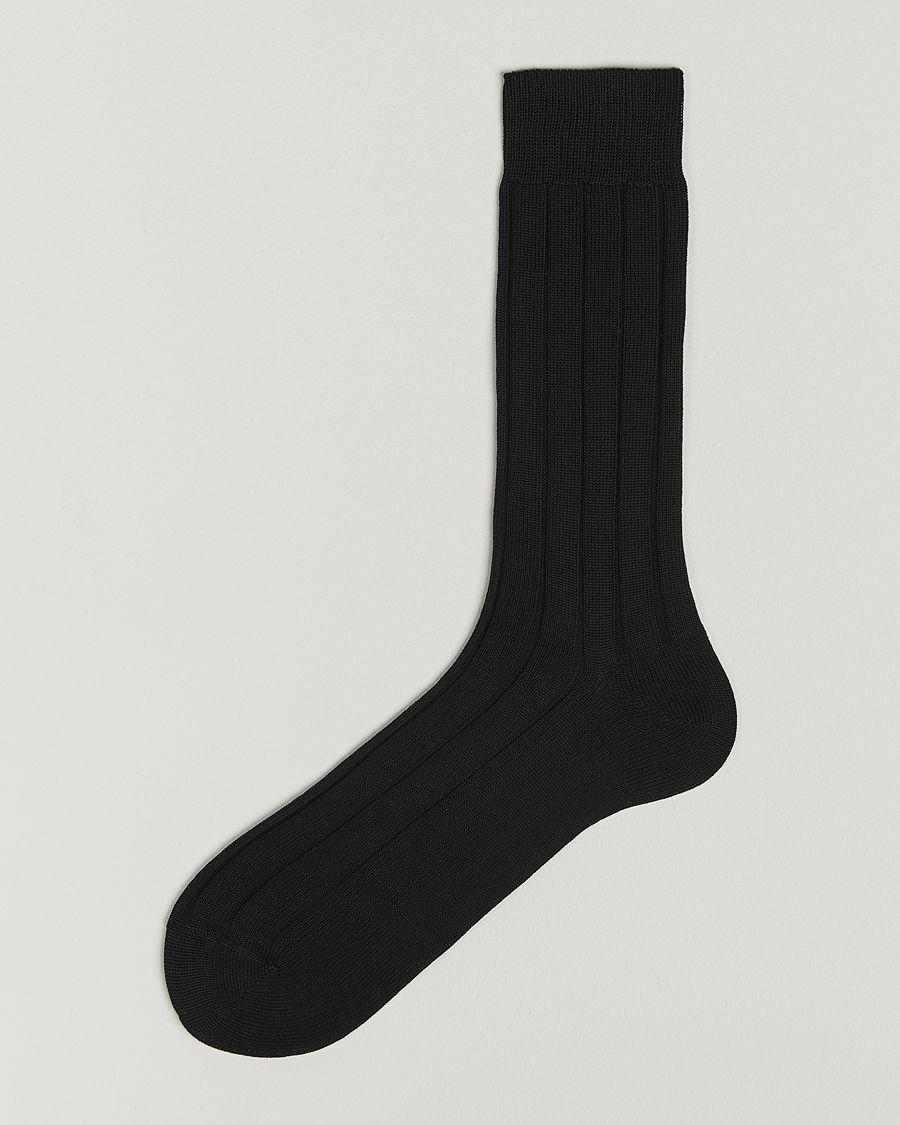 Herren | Unterwäsche | Bresciani | Wide Ribbed Cotton Socks Black