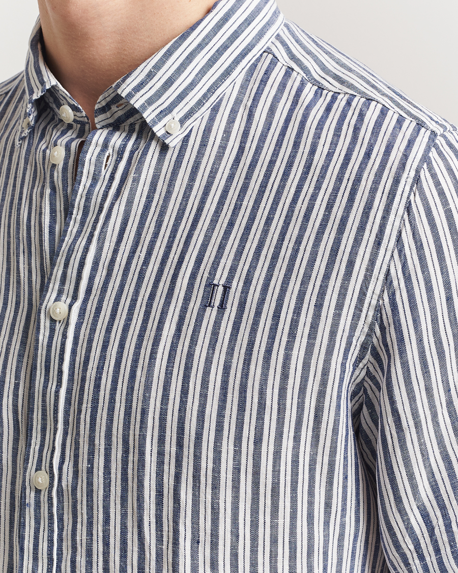 Herren | Hemden | LES DEUX | Kris Linen Short Sleeve Shirt Ivory/Blueprint