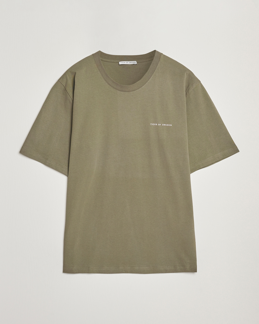Herren | T-Shirts | Tiger of Sweden | Pro Cotton Logo T-Shirt Dusty Green