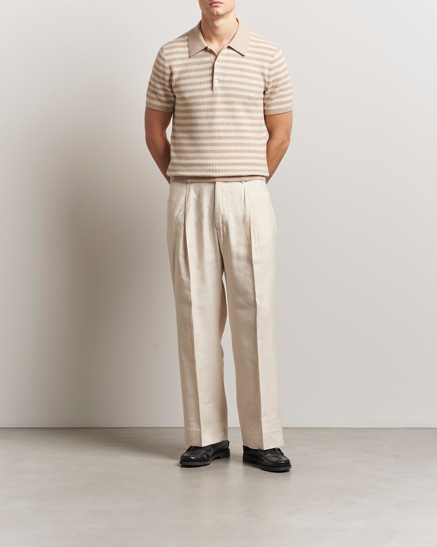 Herren | Poloshirts | Tiger of Sweden | Erros Knitted Striped Polo Practical Beige