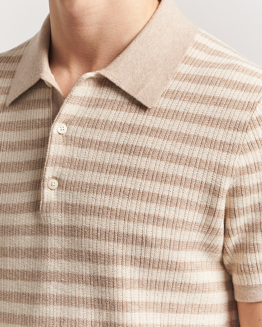 Herren | Poloshirts | Tiger of Sweden | Erros Knitted Striped Polo Practical Beige