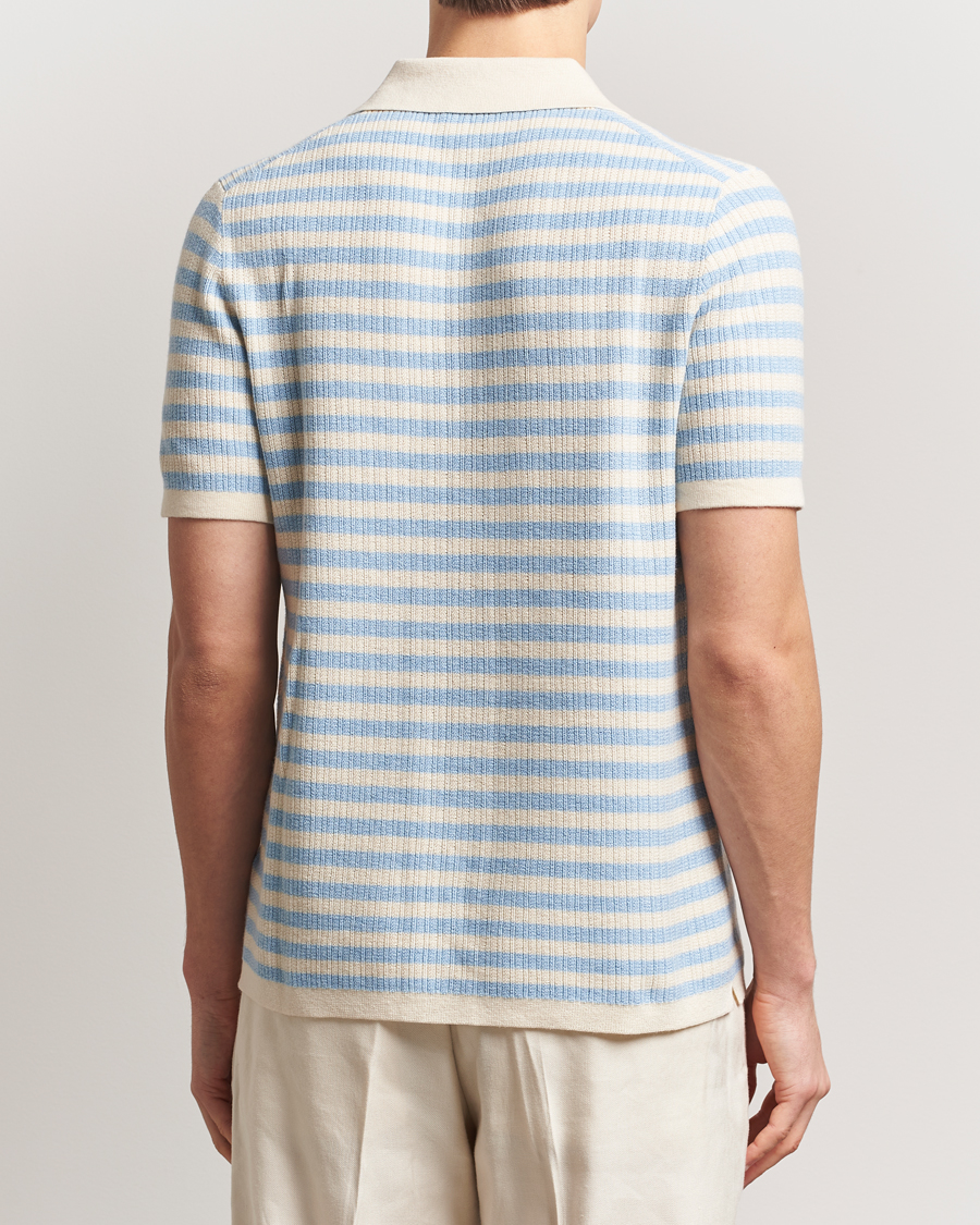 Herren | Poloshirts | Tiger of Sweden | Erros Knitted Striped Polo Light Blue