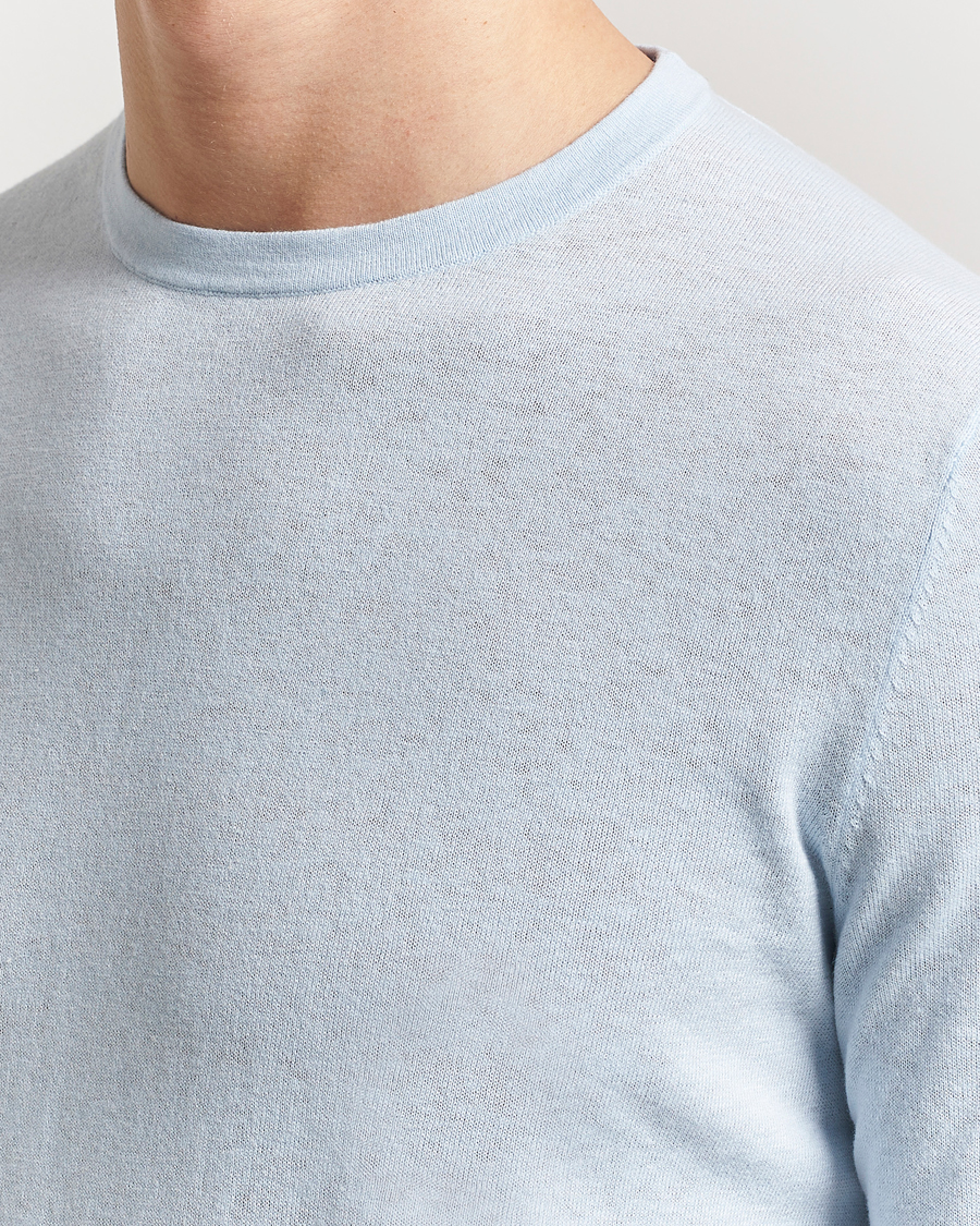 Herren | Pullover | Tiger of Sweden | Connor Linen/Cotton Sweater Light Blue