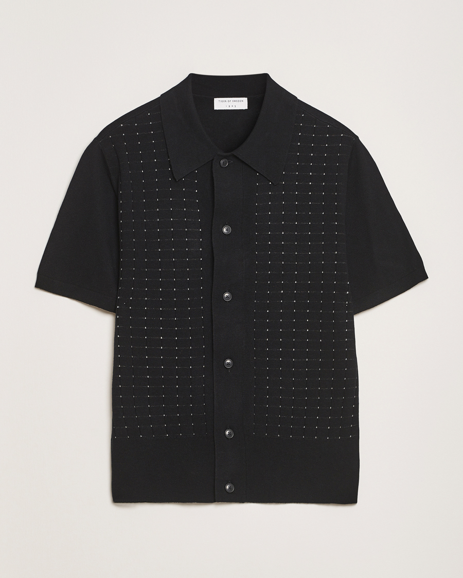 Herren | Hemden | Tiger of Sweden | Araawen Knitted Short Sleeve Shirt Black