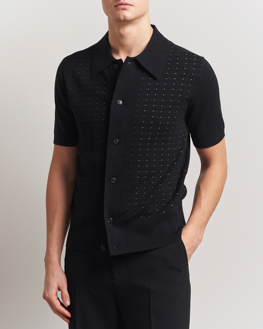 Herren | Hemden | Tiger of Sweden | Araawen Knitted Short Sleeve Shirt Black