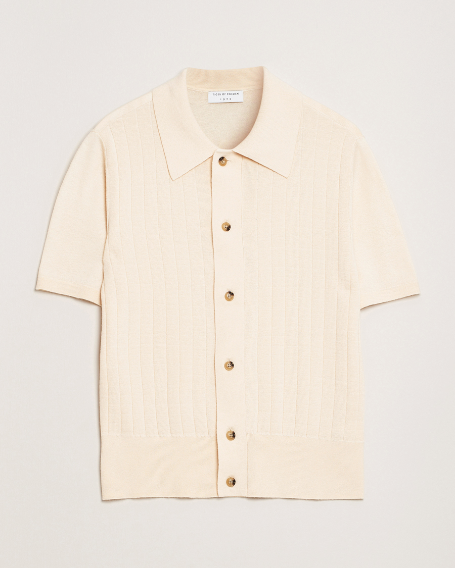 Herren | Hemden | Tiger of Sweden | Araawen Knitted Short Sleeve Shirt Off White