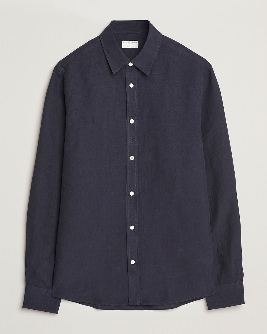 Herren | Hemden | Tiger of Sweden | Spenser Linen Shirt Midnight Blue