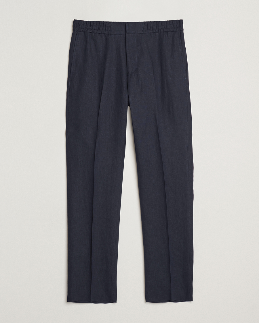 Herren | Hosen | Tiger of Sweden | Tannen Linen Drawstring Trousers Midnight Blue