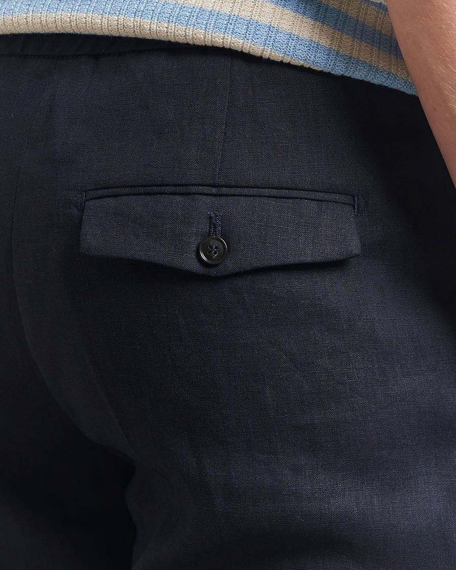 Herren | Hosen | Tiger of Sweden | Tannen Linen Drawstring Trousers Midnight Blue