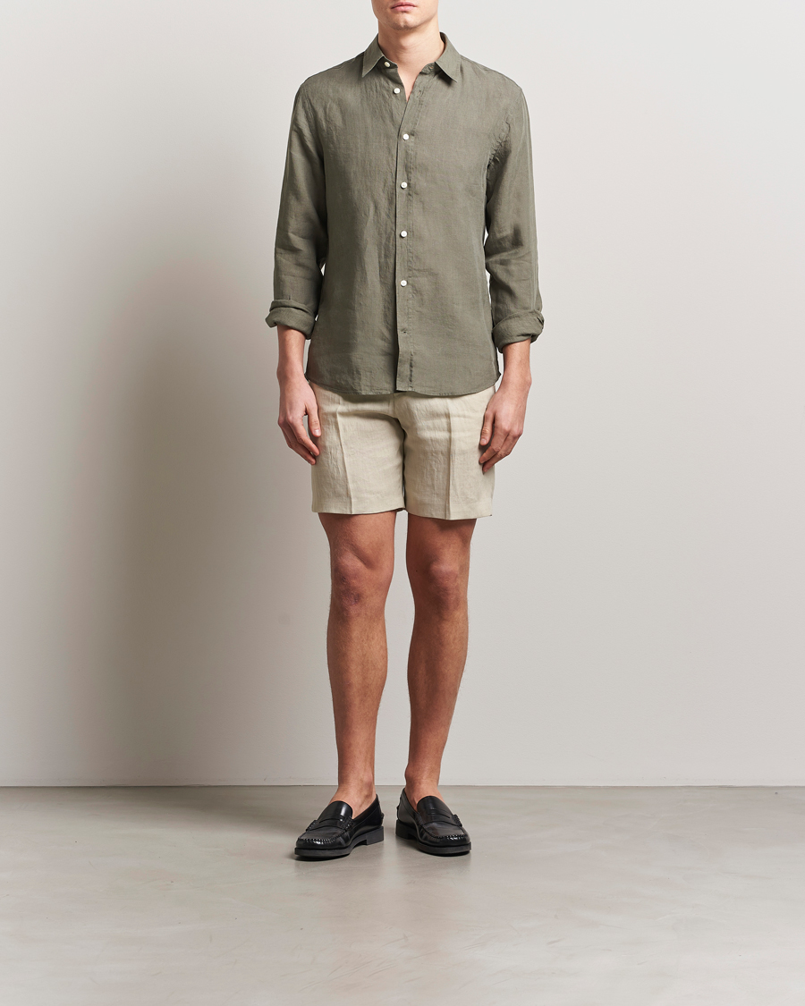 Herren | Shorts | Tiger of Sweden | Thiago Linen Shorts Cream Sand