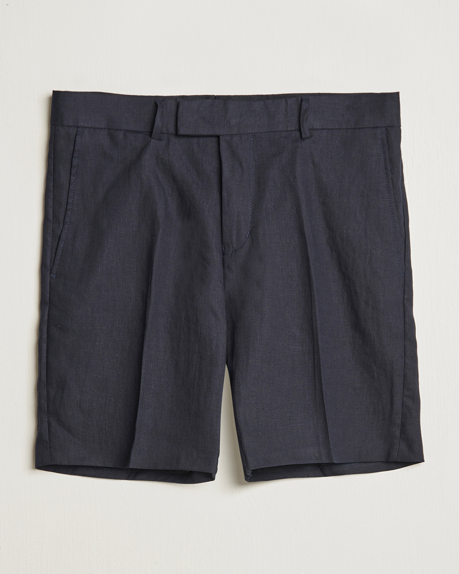 Herren | Shorts | Tiger of Sweden | Thiago Linen Shorts Midnight Blue